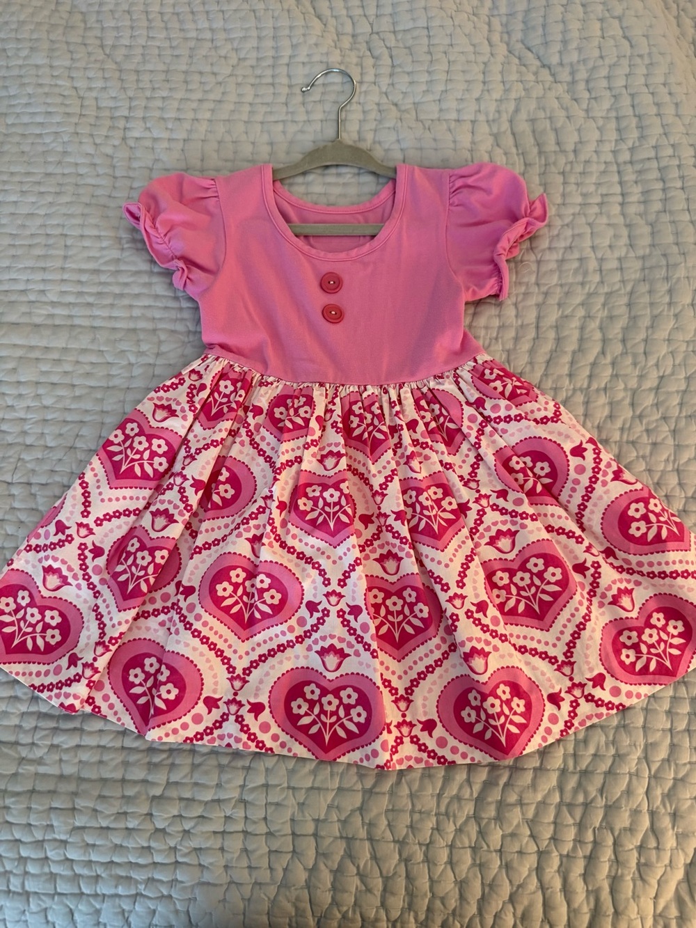 Eleanor Rose Toddler Pink Heart-Pattern Dress